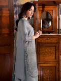 Dusty Blue Heavy Embroidered Formal Silk Ensemble