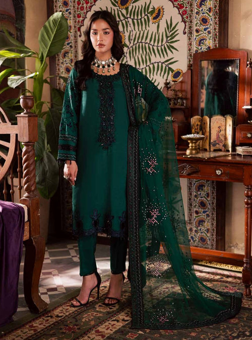 Emerald Green Embroidered Silk 3-Piece Suit
