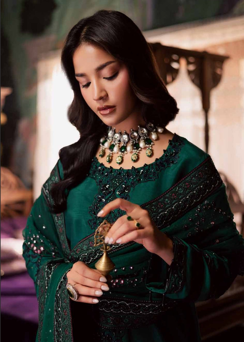 Emerald Green Embroidered Silk 3-Piece Suit