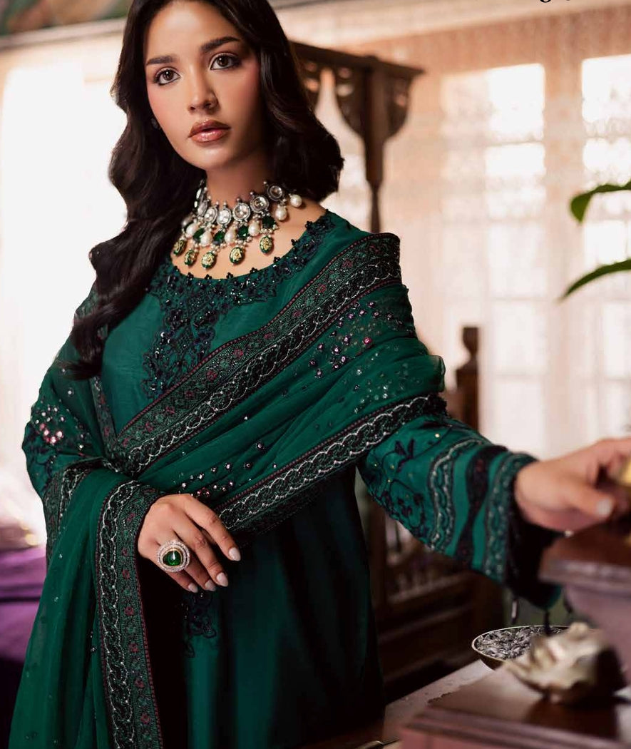 Emerald Green Embroidered Silk 3-Piece Suit