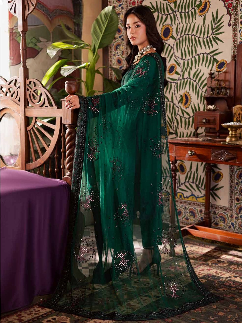 Green Embroidered Silk Suit Set main image 0