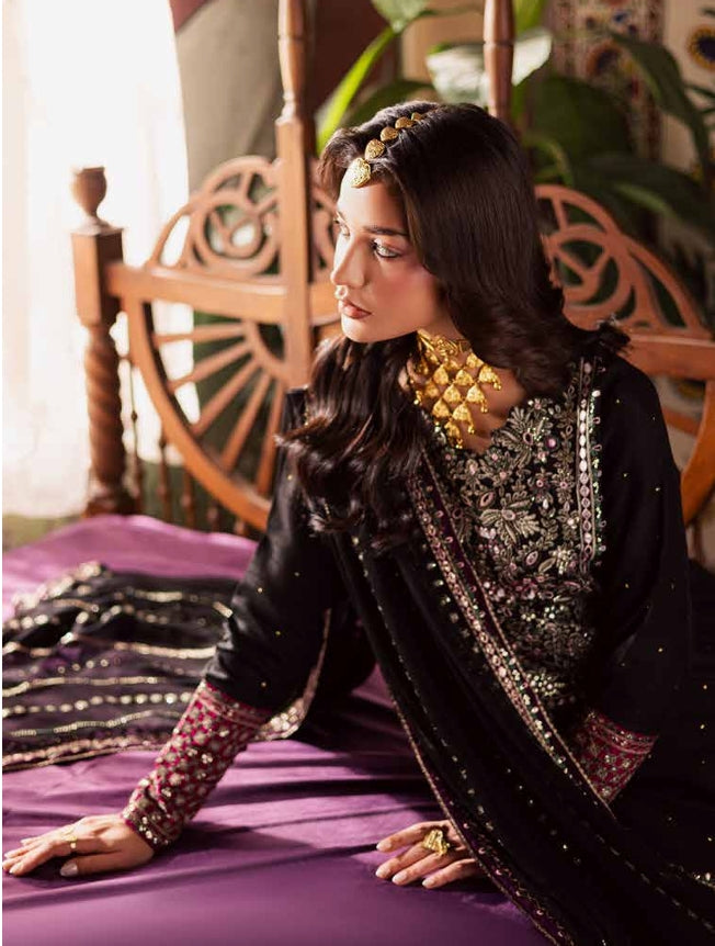 Midnight Charcoal Luxury Formal Wear with Multi-Color Handwork