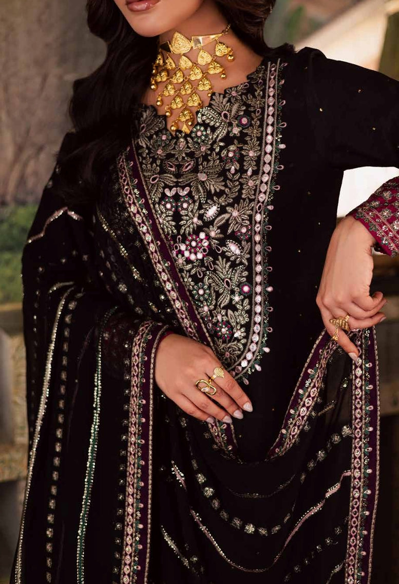Midnight Charcoal Luxury Formal Wear with Multi-Color Handwork
